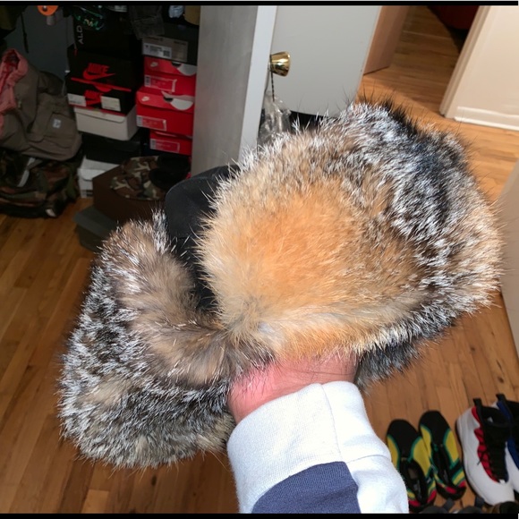 Barneys New York Other - Leather Fox Hat